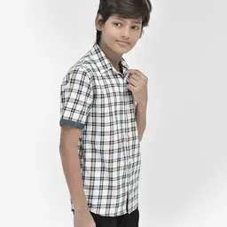 CRIMSOUNE CLUB Half Sleeves Checked Shirt - White image 5