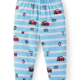 Babyhug Disney Single Jersey Knit Full Sleeves Night Suit With Cars Graphics - Light Blue image 4