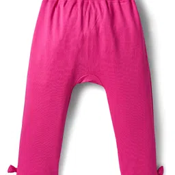 Babyoye 100% Cotton Interlock Knit Full Length Diaper Leggings With Floral Print & Bow Applique Pack Of 2 - Pink & Lavender image 5