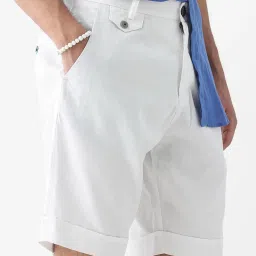 Rare Rabbit White Linen Solid Regular Fit Shorts image 5