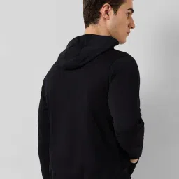 Park Avenue Black Slim Fit Hooded Sweatshirt image 2