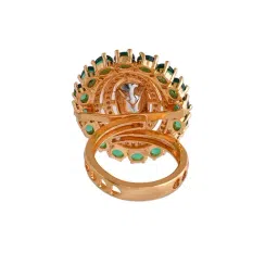 Voylla Gold Kundan Opulance Smarag Emerald Casual Ring image 5