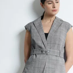 Fablestreet Grey Polyester Checked Jacket image 5