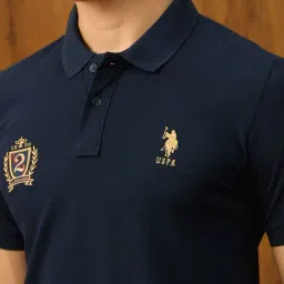 U.S. Polo Assn. Blue Cotton Regular Fit Polo T-Shirt image 5