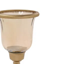 Pure Home and Living Amber & Gold Aluminium Hurricane Candle Holder image 5