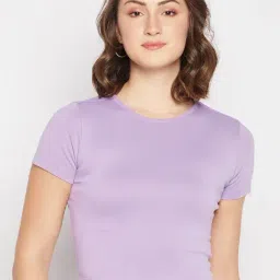 MADAME Mauve Cotton Regular Fit Crop Top-picture-33