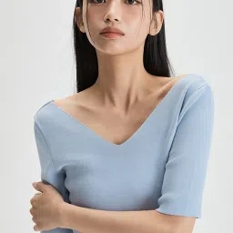 MIXXO Light Blue Essential Regular Fit Two Way Pullover image 5