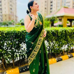 yourwish Woven Design Zari Art Silk Baluchari Saree image 4