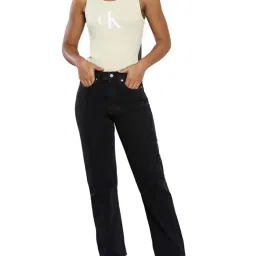 CALVIN KLEIN Washed Black Cotton Mid Rise Jeans image 5