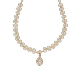 Sri Jagdamba Pearls Dhena 1 Line White Pearl & CZ Necklace Set image 5