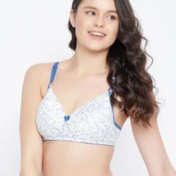 Clovia White & Blue Non Wired Non Padded T-Shirt Bra-picture-23