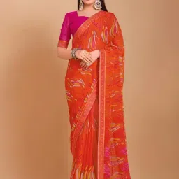 Saree Mall Orange Embellished Sarees With Unstitched Blouse-image-13