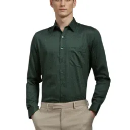 Louis Philippe Green Cotton Slim Fit Printed Shirt-picture-37