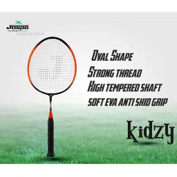 Jaspo Kidzy Steel Badminton Racket Set (Racquet Length-18 inches) with 5pc. Feather Shuttlecock image 5
