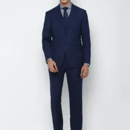Allen Solly Navy Slim Fit Self Pattern Three Piece Suit-picture-22