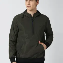 Peter England Casuals Olive Green Regular Fit Hooded Jacket-picture-10