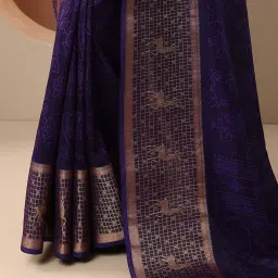Libas Purple Regular Fit Floral Print Saree With Unstitched Blouse image 5