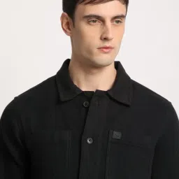 The Bear House Black Cotton Regular Fit Shacket image 5