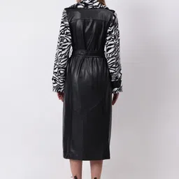 Fashion Gaiia Women Leopard Printed Leather Overcoat image 3