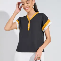 Styli Black Regular Fit Top-image-65