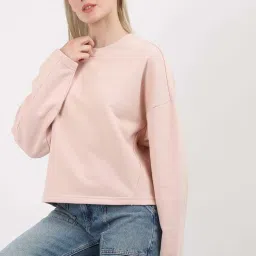CALVIN KLEIN JEANS Pink Cotton Plain Sweatshirt image 5
