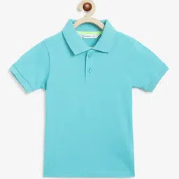 Campana Kids Turquoise Solid Polo T-Shirt-image-41