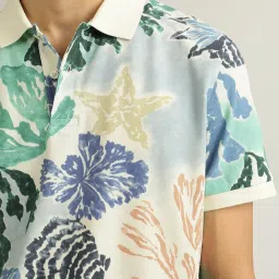 Gant Cream Cotton Regular fit Abstract Polo T-Shirts image 5