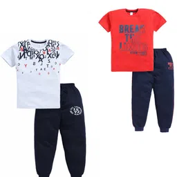 Todd N Teen Boys Pack Of 2 Printed Pure Cotton T-Shirts With Joggers-picture-23