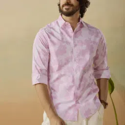 Andamen Pink Cotton Regular Fit Printed Shirt-picture-17