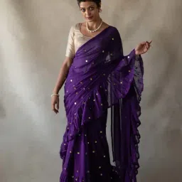 Suta Purple Cotton Embellished Saree-picture-16