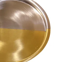 Ambi Handcrafted Dual Tone Pure Brass Coasters - Gold And Steel Matt image 5