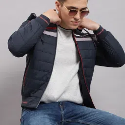 Monte Carlo Navy Blue Regular Fit Quilted Hooded Jacket image 5