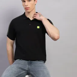 Rock.It Black Cotton Regular Fit Polo T-Shirt image 5