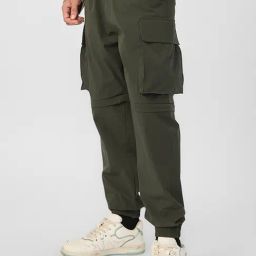 The Souled Store Olive Cotton Loose Fit Joggers-image-71