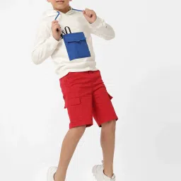 Kate & Oscar Unisex Off White & Blue Cotton Solid Full Sleeves Hoodies image 5