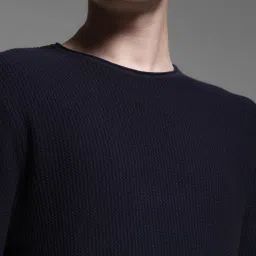 Jack & Jones Navy Cotton Slim Fit Texture Pullover image 5