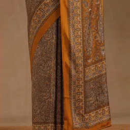 Soch Mustard Printed Saree With Unstitched Blouse image 5