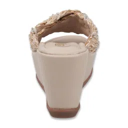 Catwalk Women's Beige Cross Strap Wedges image 5