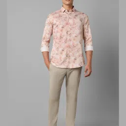Louis Philippe Peach Cotton Slim Fit Floral Shirt image 5