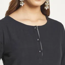 Fabindia Black Cotton Woven Pattern Straight Kurta image 5