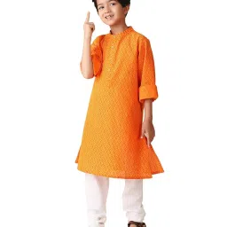 Fabindia Kids Orange Printed Full Sleeves Kurta image 5