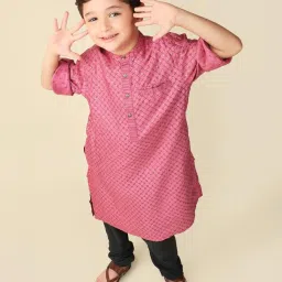 Fabindia Kids Dusty Pink Printed Full Sleeves Kurta image 5