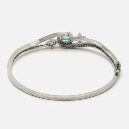 Zeneme Rhodium Plated Dribble Crystal Green American Diamond Openable Bracelet image 5