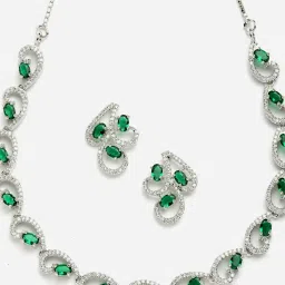 Zeneme Rhodium Plated AD Stone Studded Jewellery Set image 5