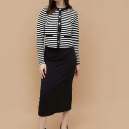 Code by Lifestyle White & Black Striped Cardigan image 5