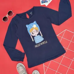 YU by Pantaloons Kids Navy Printed Full Sleeves Top-image-42