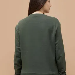 Fame Forever By Lifestyle Dark Green Cotton Regular Fit Embellished Sweatshirt image 2