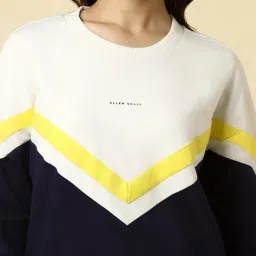 Allen Solly White & Navy Cotton Color-Block Sweatshirt image 5