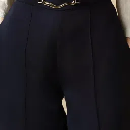 Allen Solly Navy Plain Trousers image 5