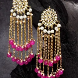 Karatcart Gold-Tone Plated Pink Earrings for Women-picture-29